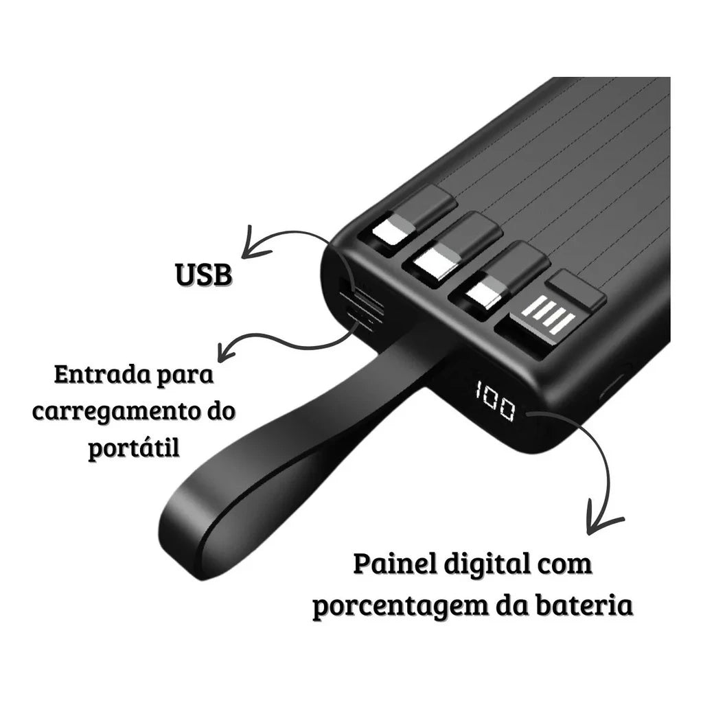 Carregador Portátil Power Bank 20.000Mah Com Lanterna Led e Carregamento Rápido - Grupo Maldini