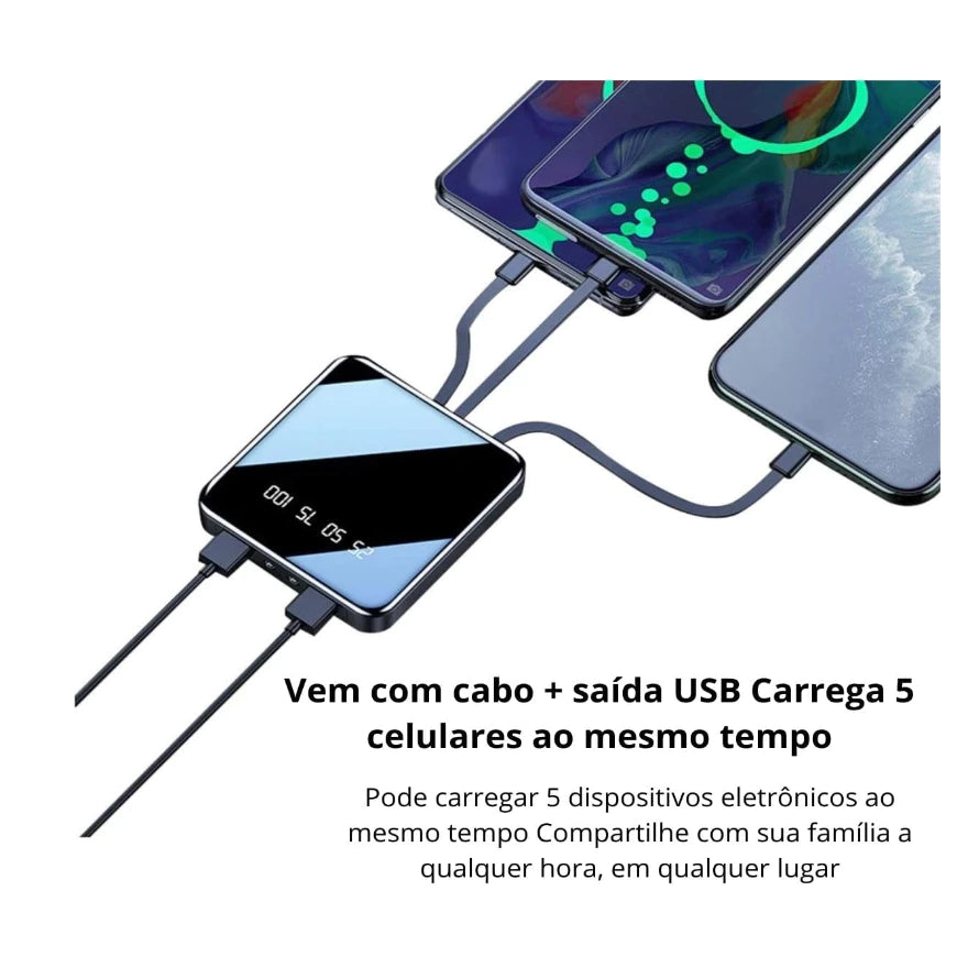 Carregador Portátil Power Bank 10000mAh Carrega 5 Celulares ao Mesmo Tempo - Grupo Maldini